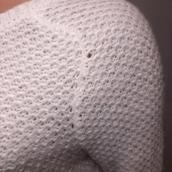 ANN TAYLOR Loft Mohair Blend Raglan Cut Sweater Fuzzy Semi Sheer Open Knit - Picture 5 of 12